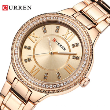 CURREN 9004  Brand Luxury Women Casual Watches Waterproof Wristwatch Women Fashion Dress Rhinestone Stainless Steel Ladies Clock